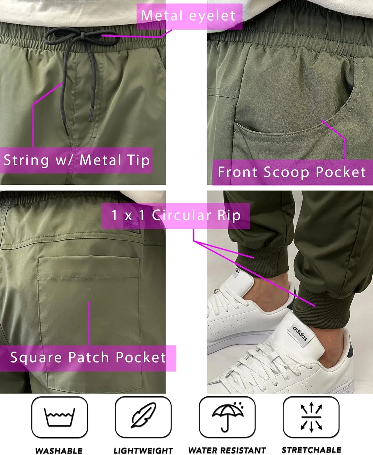 Southpole Men's Basic Tech Woven Track Jogger Pants, Quick Dry, Lightweight, Stretchable