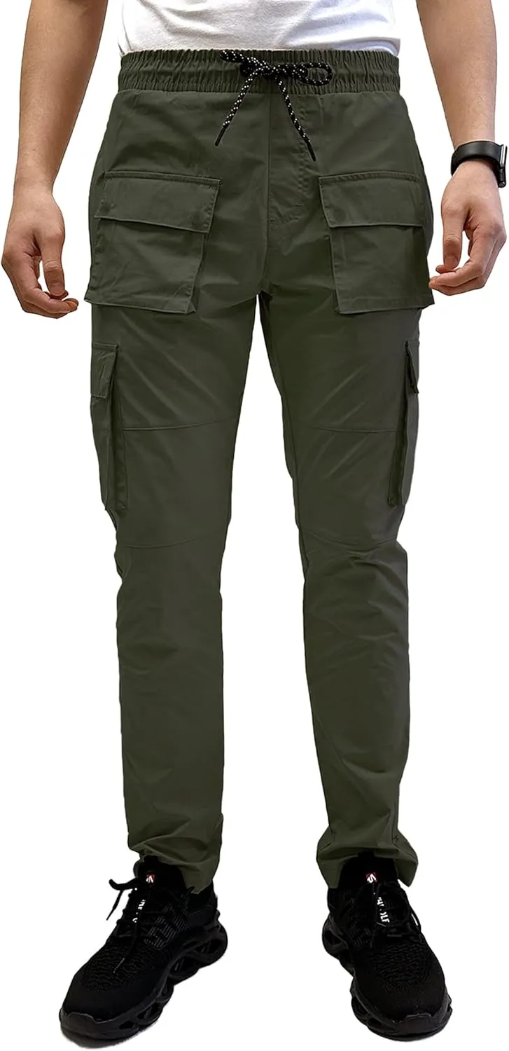 Southpole Men's Lightweignt Tech Woven Nylon Pants, Water Resistant, Quick Dry, 4 Pockets