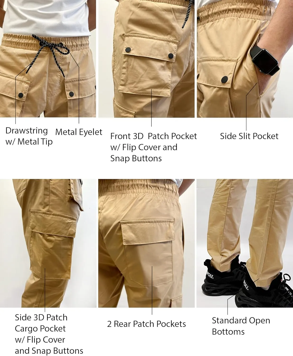 Southpole Men's Lightweignt Tech Woven Nylon Pants, Water Resistant, Quick Dry, 4 Pockets