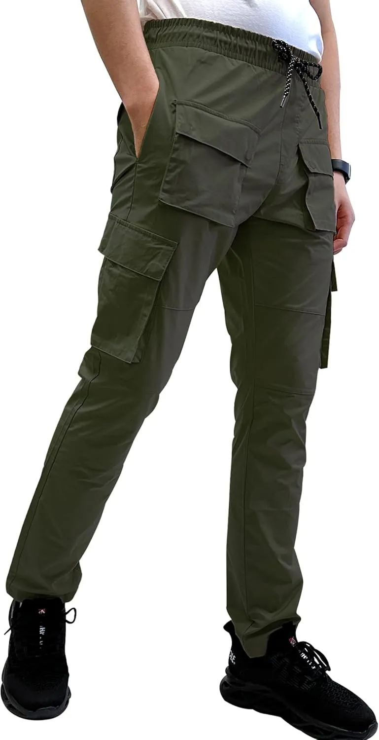 Southpole Men's Lightweignt Tech Woven Nylon Pants, Water Resistant, Quick Dry, 4 Pockets