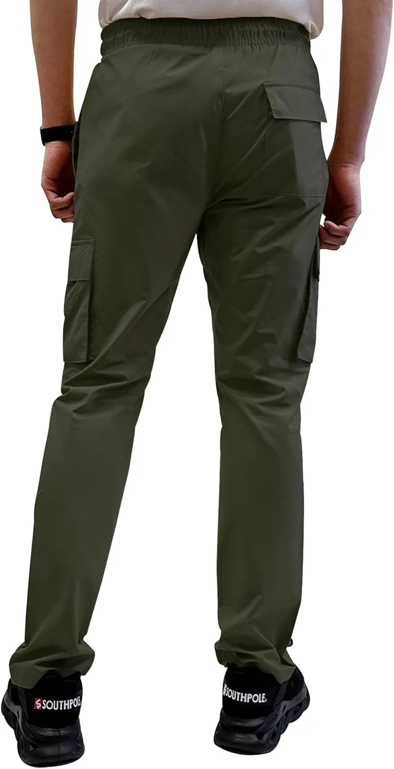 Southpole Men's Lightweignt Tech Woven Nylon Pants, Water Resistant, Quick Dry, 4 Pockets