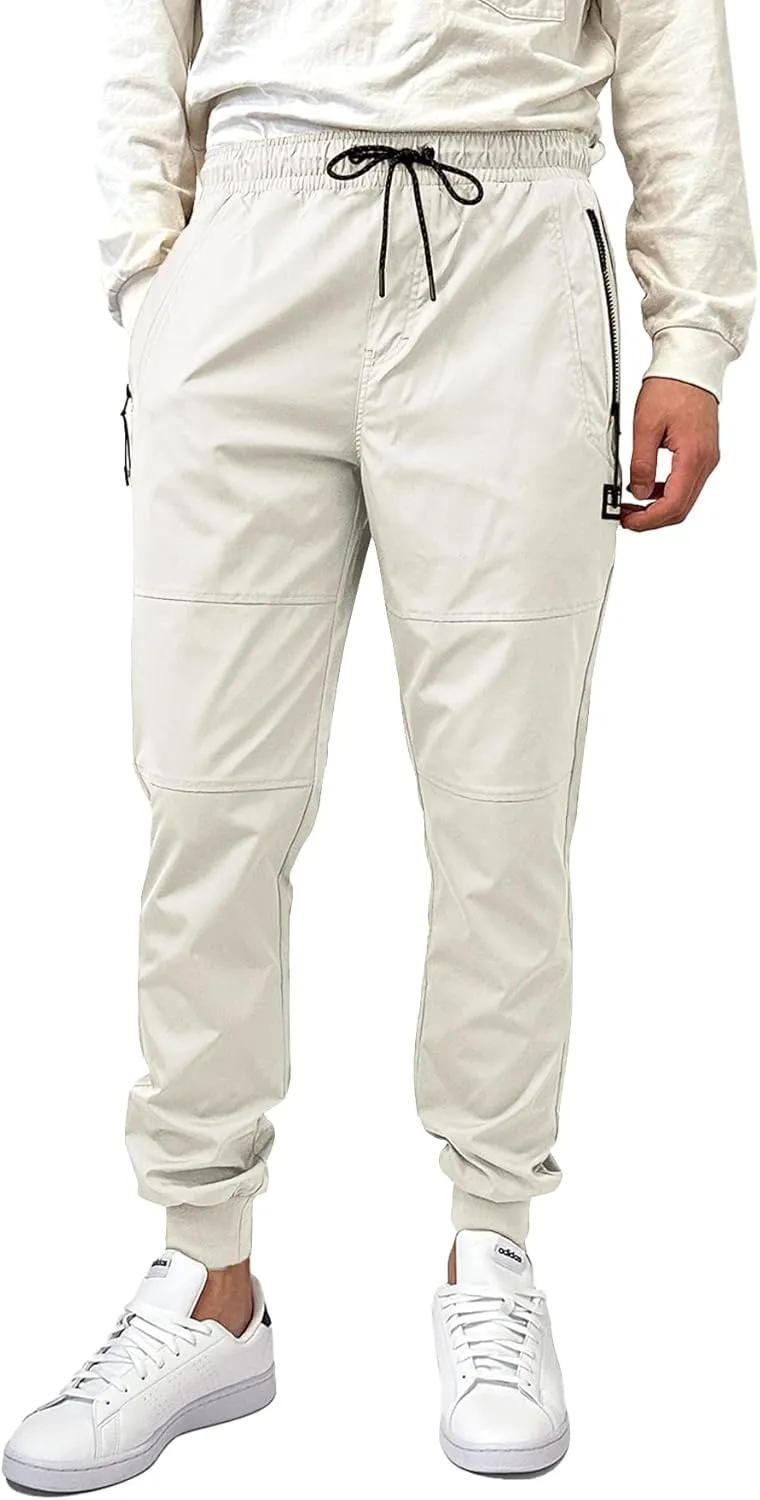 Southpole Men's Quick-Dry Water Resistant Nylon Track Jogger Pants W/Zipped Pockets
