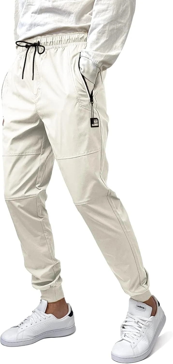 Southpole Men's Quick-Dry Water Resistant Nylon Track Jogger Pants W/Zipped Pockets