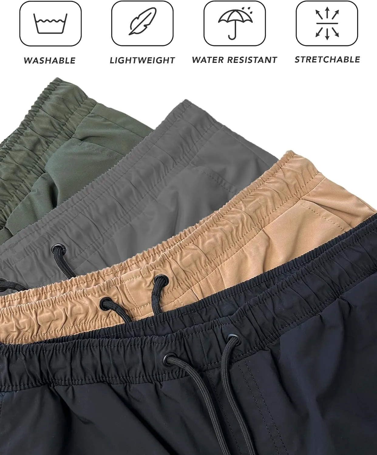 Southpole Men's Quick-Dry Water Resistant Nylon Track Jogger Pants W/Zipped Pockets