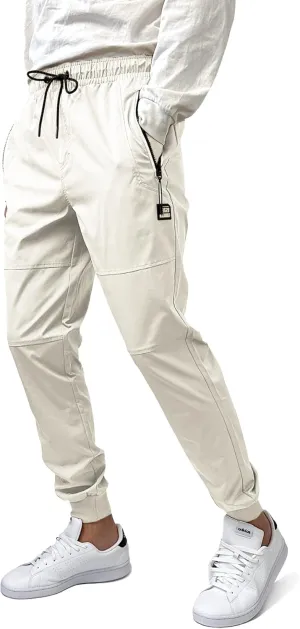 Southpole Men's Quick-Dry Water Resistant Nylon Track Jogger Pants W/Zipped Pockets