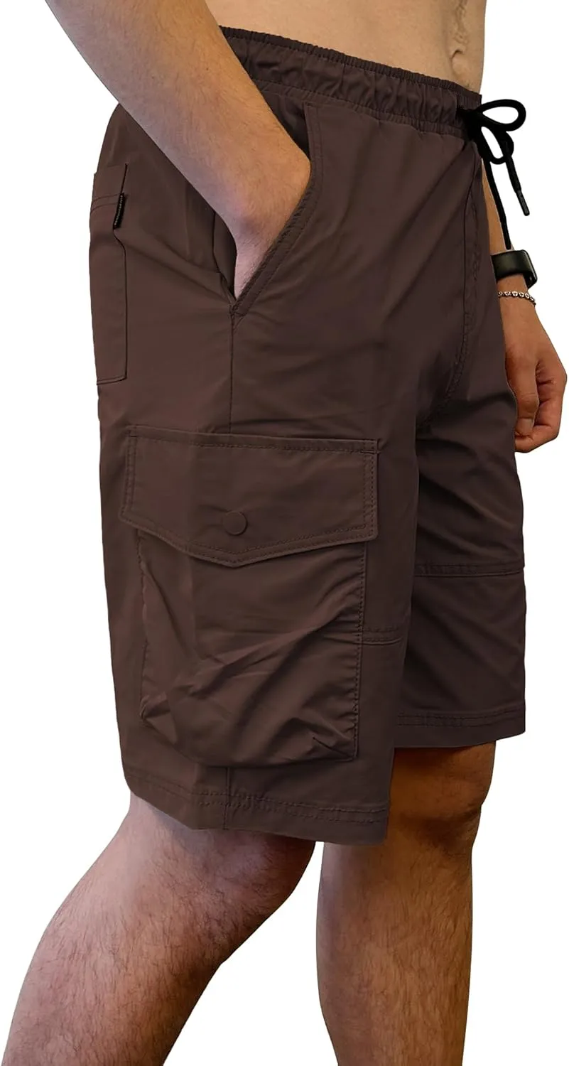 Southpole Men's Tech Woven Nylon Cargo Shorts, Quick Dry, Lightweight, Adjustable Waist