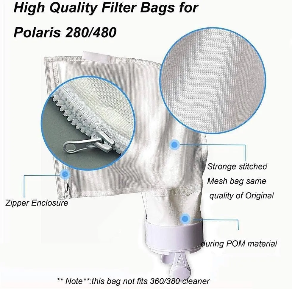 Spa Part Nylon Mesh Pool Cleaner All Purpose Bag - Fits Polaris 280, 480 Cleaner - Zippered K13 K16 (2)