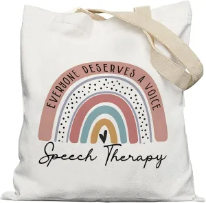 Speech Pathology Tote Bag, Speech Therapist Gifts for Women, Speech Language Pathologist Gifts, SLP Gifts, Boho Rainbow Canvas Tote Bags for Women, Reusable Grocery Bags Shopping Bags