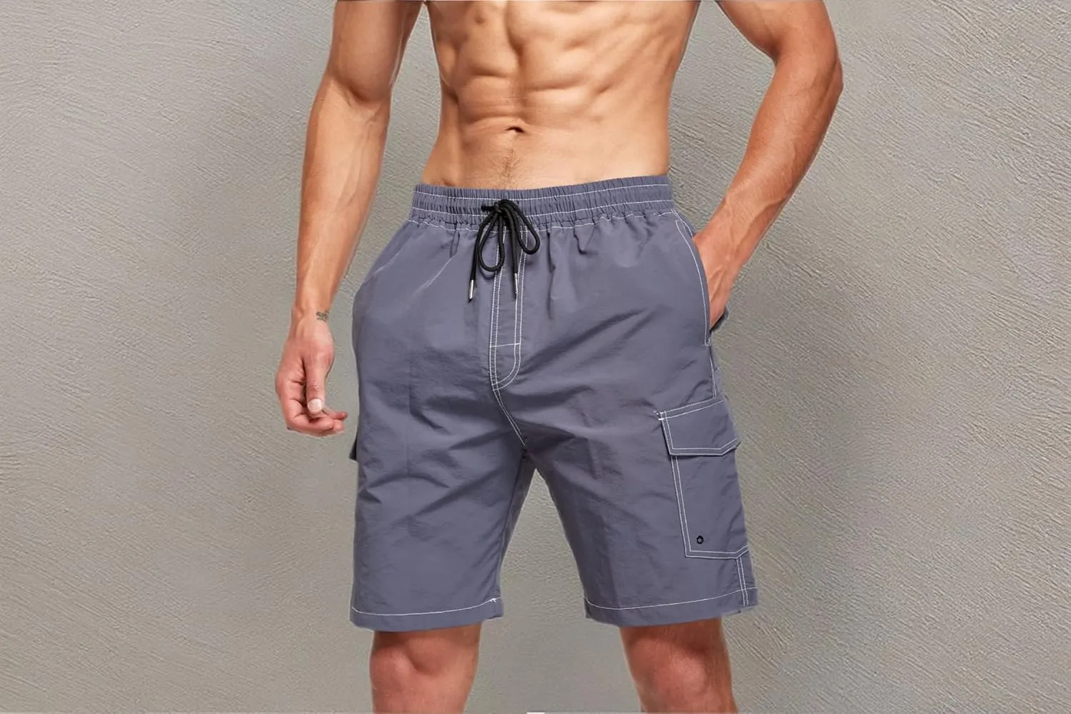 STICKON Mens Swim Trunks Quick Dry Summer Beach Shorts Board Shorts with Pockets
