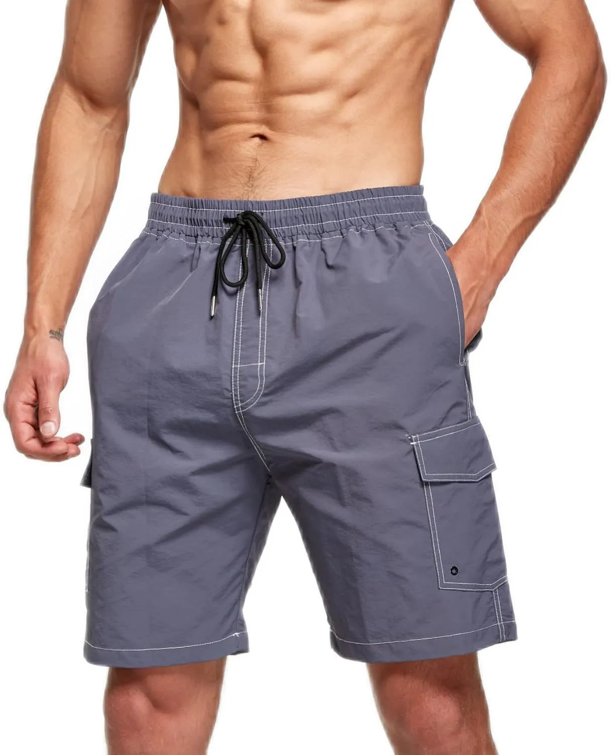 STICKON Mens Swim Trunks Quick Dry Summer Beach Shorts Board Shorts with Pockets