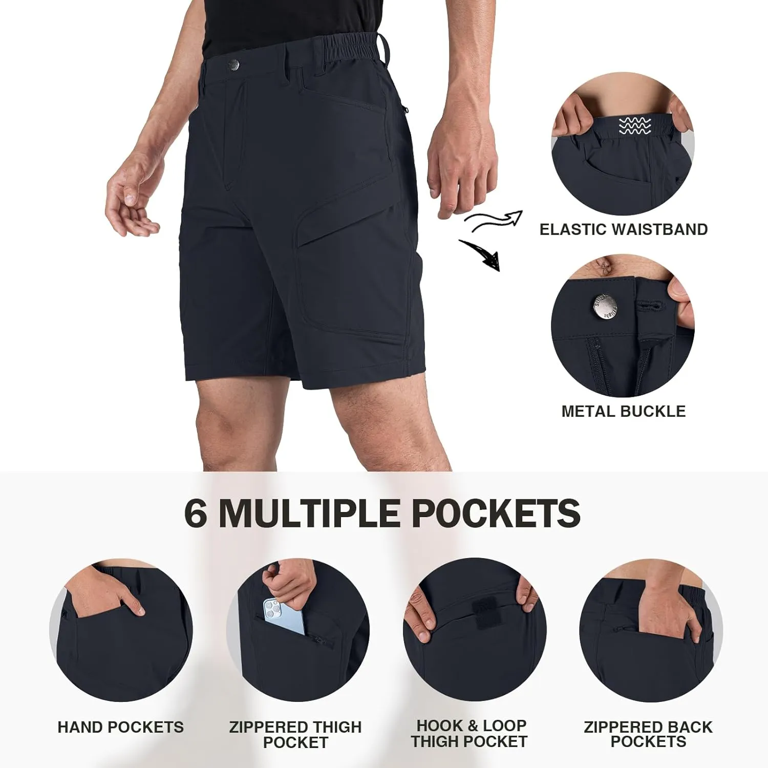 Stlight Men's Hiking Cargo Shorts Quick Dry Lightweight Tactical Shorts with Multi Pocket for Camping Fishing Golf