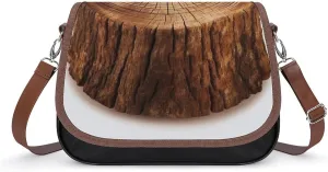 Stump of Oak Tree Shoulder Bags PU Leather Shoulder Handbag Large Capacity Crossbody Bag for Women