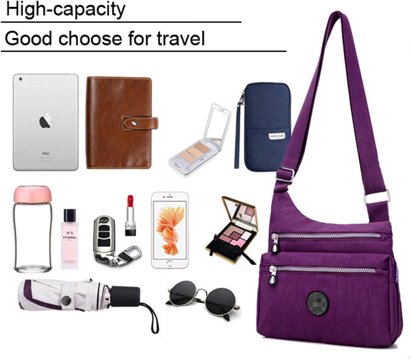 STUOYE Nylon Multi-Pocket Crossbody Purse Bags for Women Travel Shoulder Bag