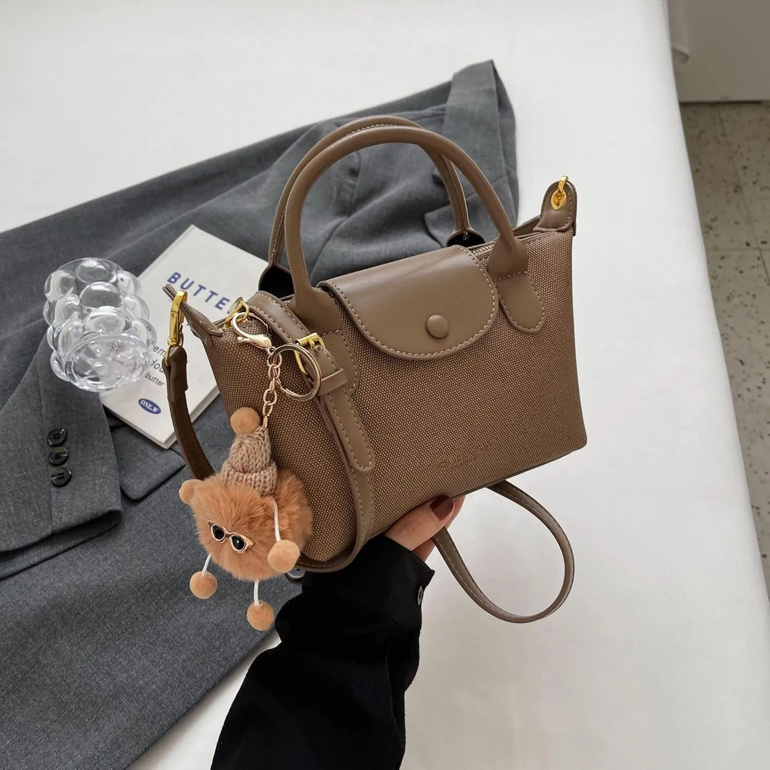 Stylish Dumpling Bag - Medium PU Leather Crossbody Bag, Urban Minimalist Design,Black/Brown/coffee/fall colors