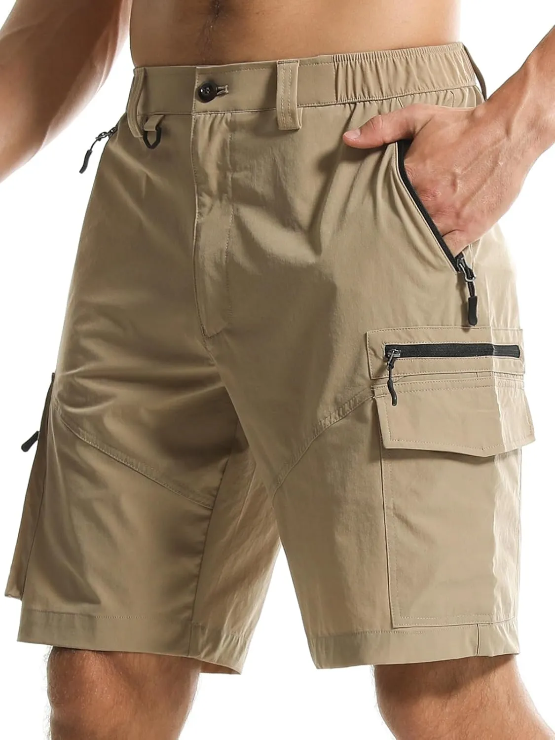 Surenow Men's Hiking Cargo Shorts with Quick Dry, Breathable Fabric, Pockets, and Zipper Closure - Blue, Size Large