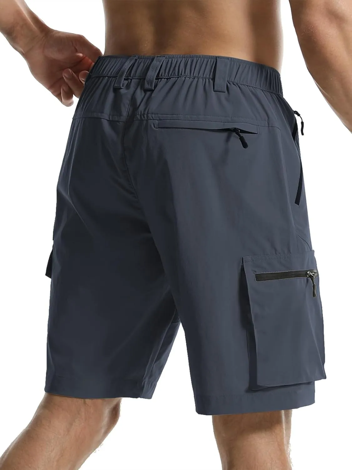 Surenow Men's Hiking Cargo Shorts with Quick Dry, Breathable Fabric, Pockets, and Zipper Closure - Blue, Size Large