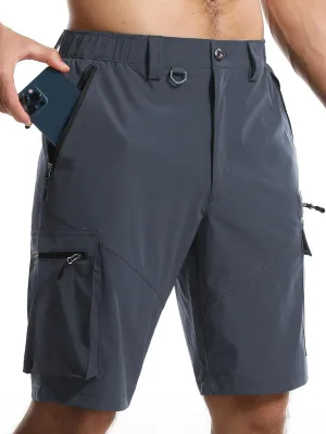 Surenow Men's Hiking Cargo Shorts with Quick Dry, Breathable Fabric, Pockets, and Zipper Closure - Blue, Size Large