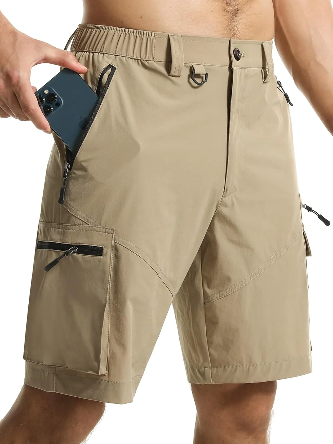 Surenow Men's Hiking Cargo Shorts with Quick Dry, Breathable Fabric, Pockets, and Zipper Closure - Blue, Size Large
