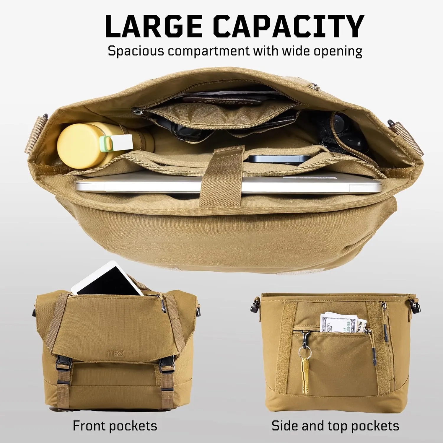 Tactical Messenger Bag for Men,Nylon Shoulder Bags,Satchel Bags for Men Women,Crossbody Bag for Travel Work School