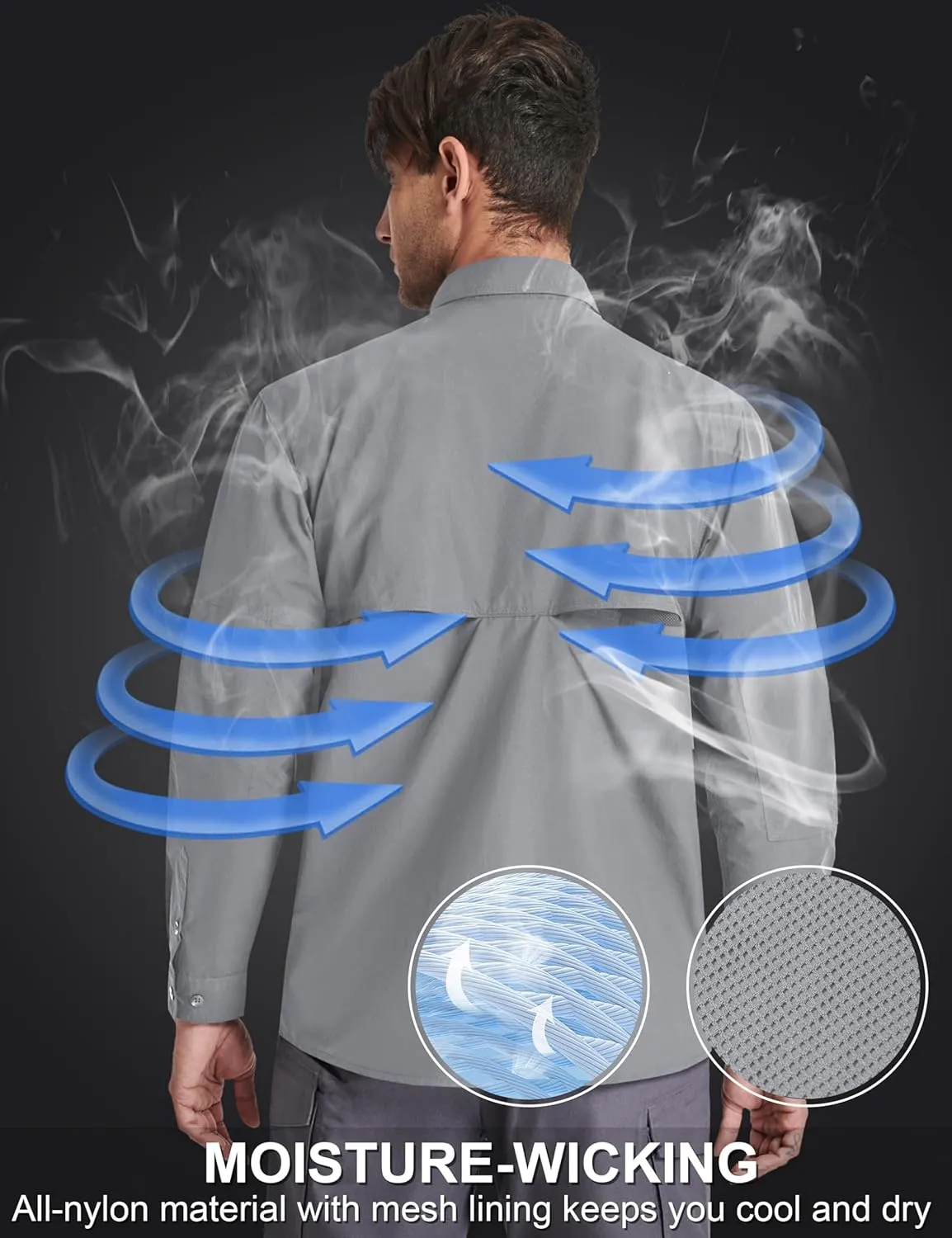 TACVASEN Men's Tactical Shirts Long Sleeve Quick Dry Breathable Button Down Fishing Work Safari Hiking Camping Hunting
