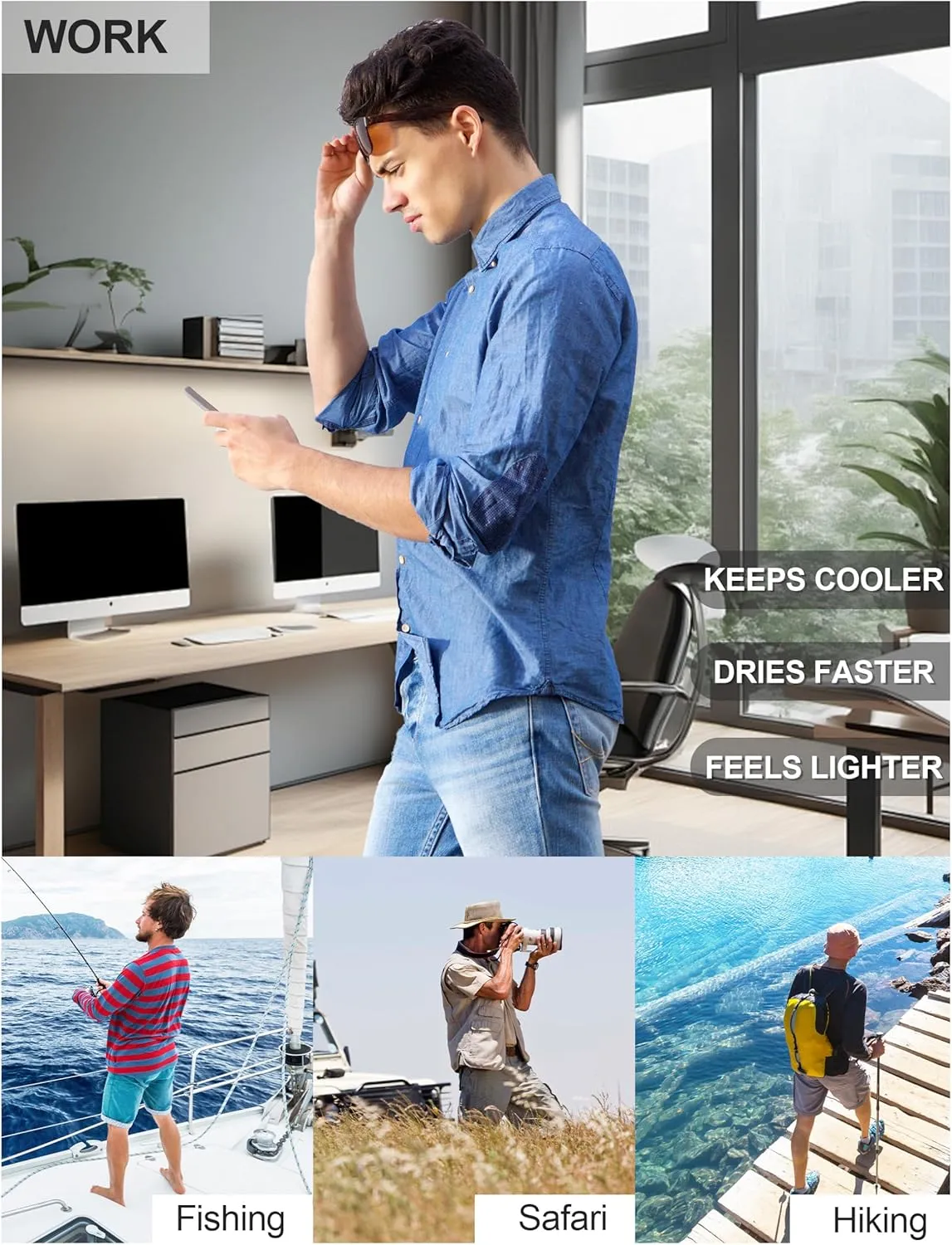 TACVASEN Men's Tactical Shirts Long Sleeve Quick Dry Breathable Button Down Fishing Work Safari Hiking Camping Hunting