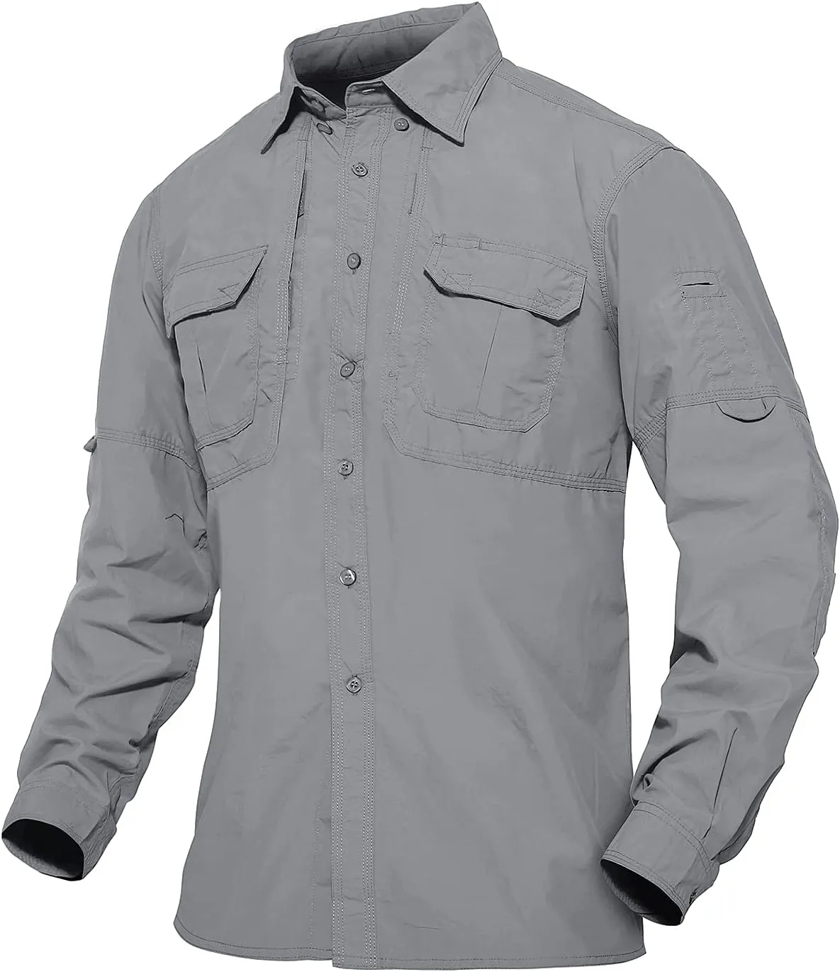 TACVASEN Men's Tactical Shirts Long Sleeve Quick Dry Breathable Button Down Fishing Work Safari Hiking Camping Hunting