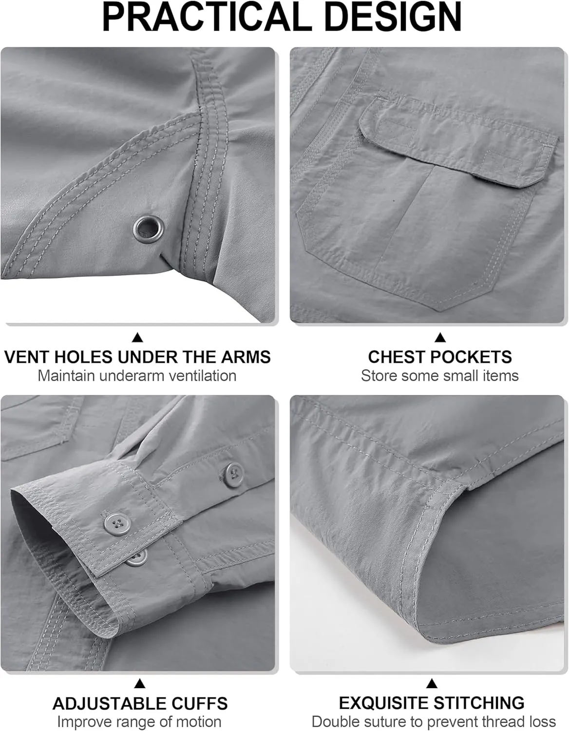 TACVASEN Men's Tactical Shirts Long Sleeve Quick Dry Breathable Button Down Fishing Work Safari Hiking Camping Hunting