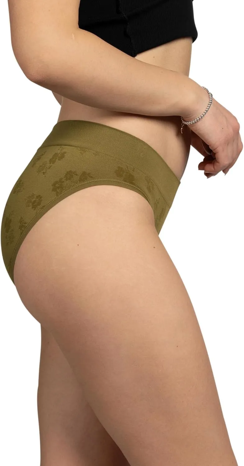 TAHARI Women's 5-Pack Seamless Bikini Hipster Underwear Invisible No Show Nylon Spandex Women Panties