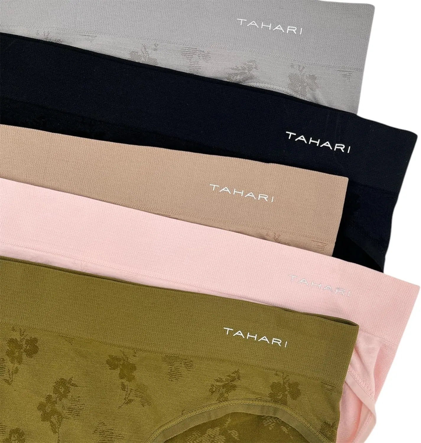TAHARI Women's 5-Pack Seamless Bikini Hipster Underwear Invisible No Show Nylon Spandex Women Panties