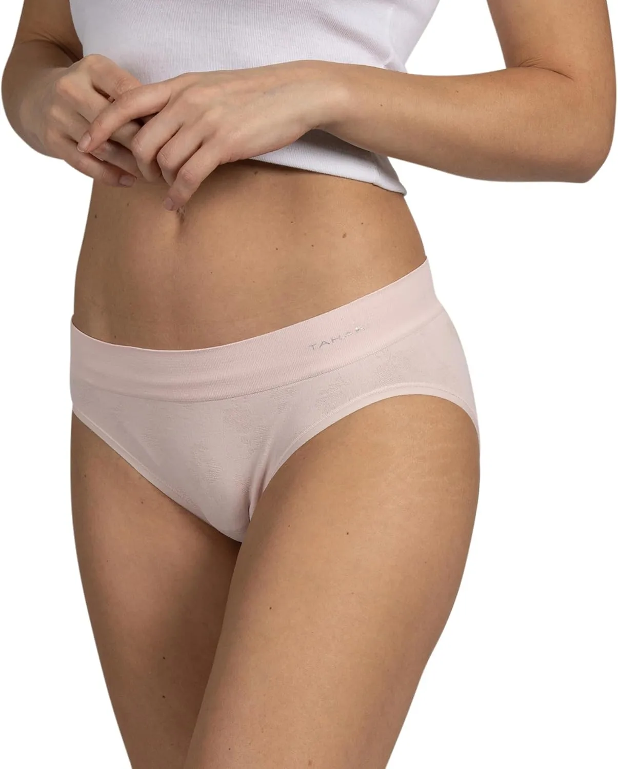 TAHARI Women's 5-Pack Seamless Bikini Hipster Underwear Invisible No Show Nylon Spandex Women Panties