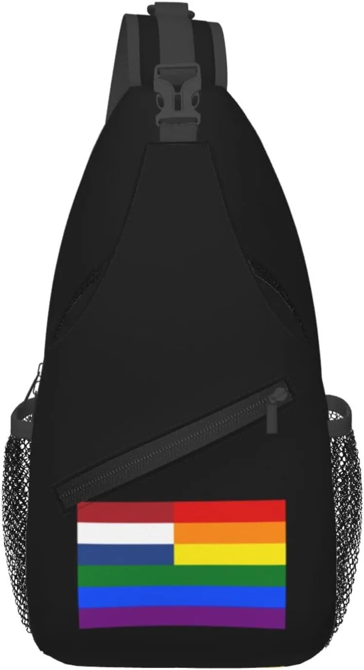 The Netherlands Rainbow Flag Crossbody Bags For Women Men Chest Backpack Gym Shoulder Bag Travel Outdoor Sports Casual Crossbody Bags