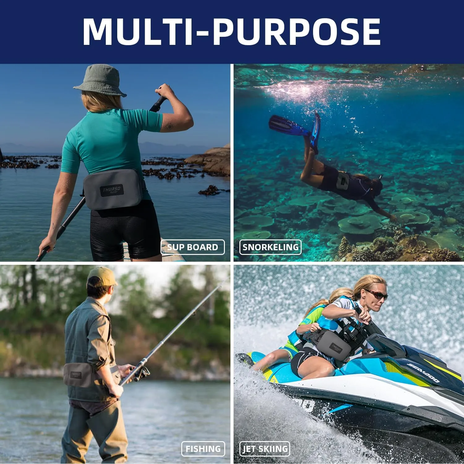 THURSO SURF Waterproof Fanny Pack Dry Bag Floating Adjustable Waist Strap Keep Your Phone and Valuables Safe/Dry SUP Accessories (Tangerine)