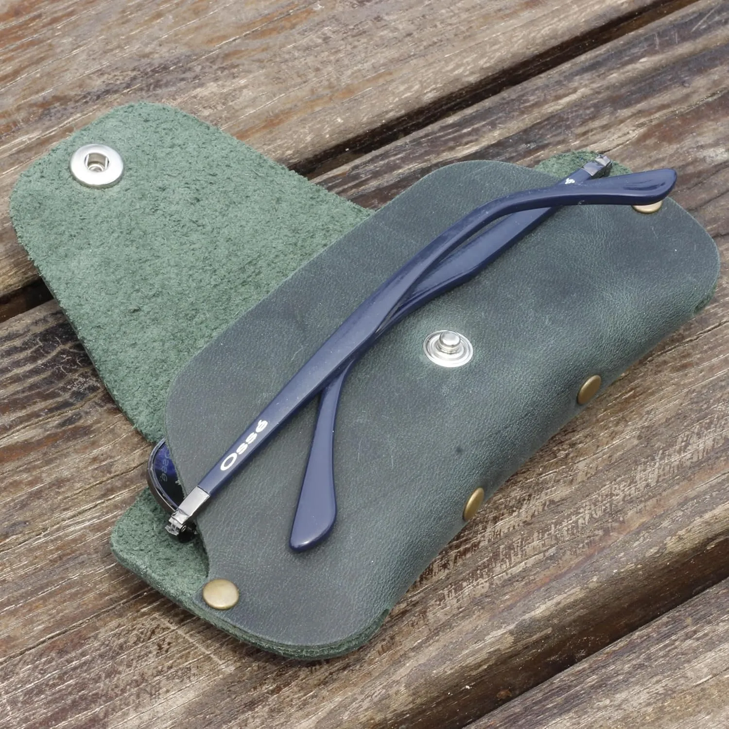 Toprank Leather Eyeglass Case - Handmade Slim Sunglasses Holder, Genuine and Universal Fit for Men and Women