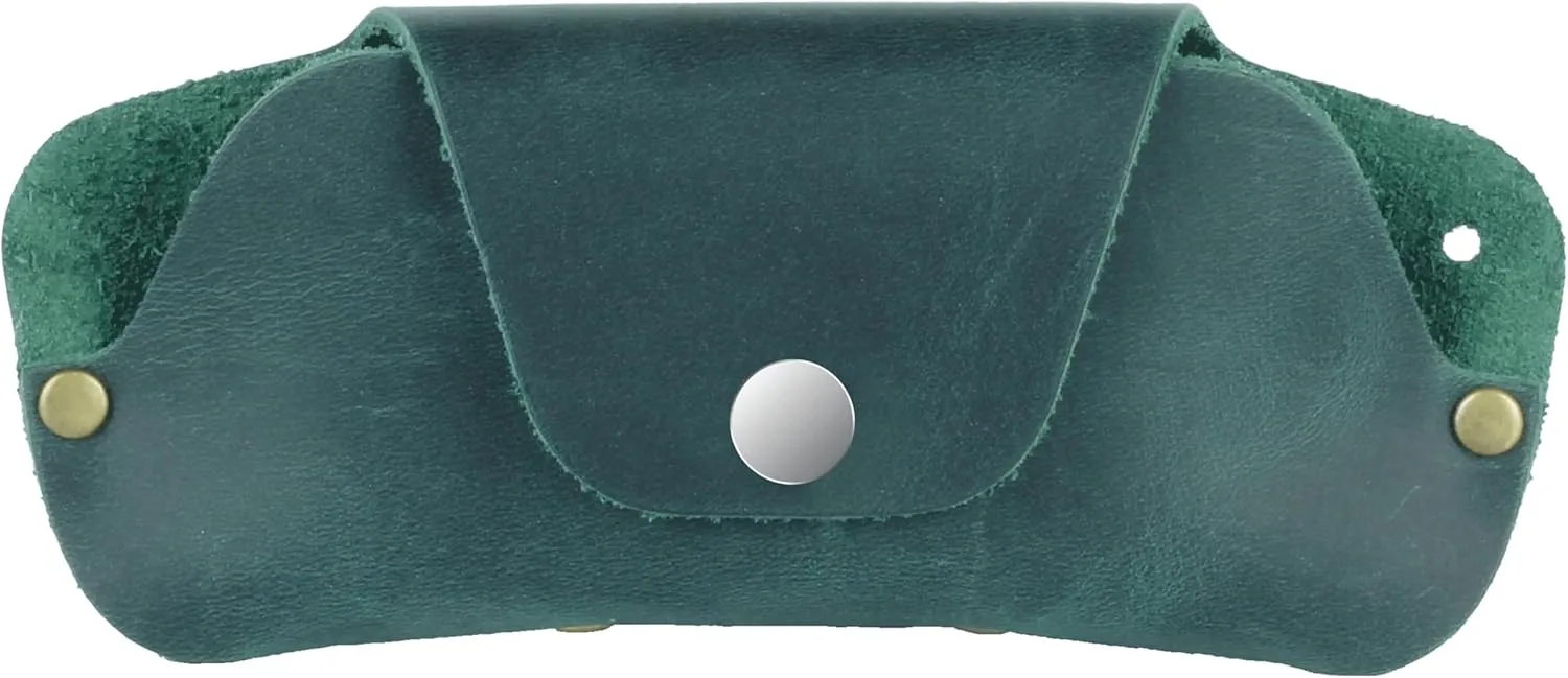 Toprank Leather Eyeglass Case - Handmade Slim Sunglasses Holder, Genuine and Universal Fit for Men and Women