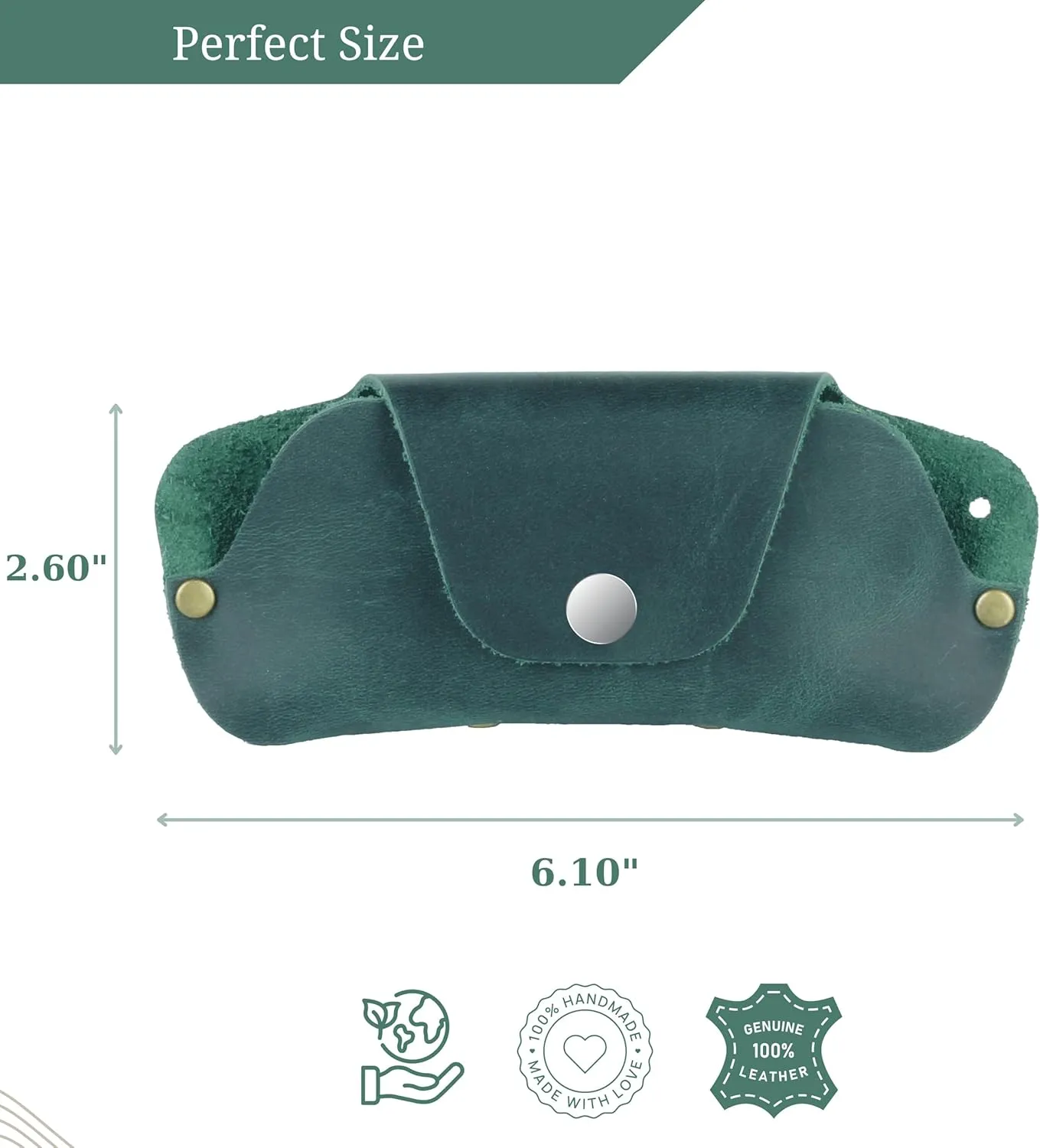 Toprank Leather Eyeglass Case - Handmade Slim Sunglasses Holder, Genuine and Universal Fit for Men and Women