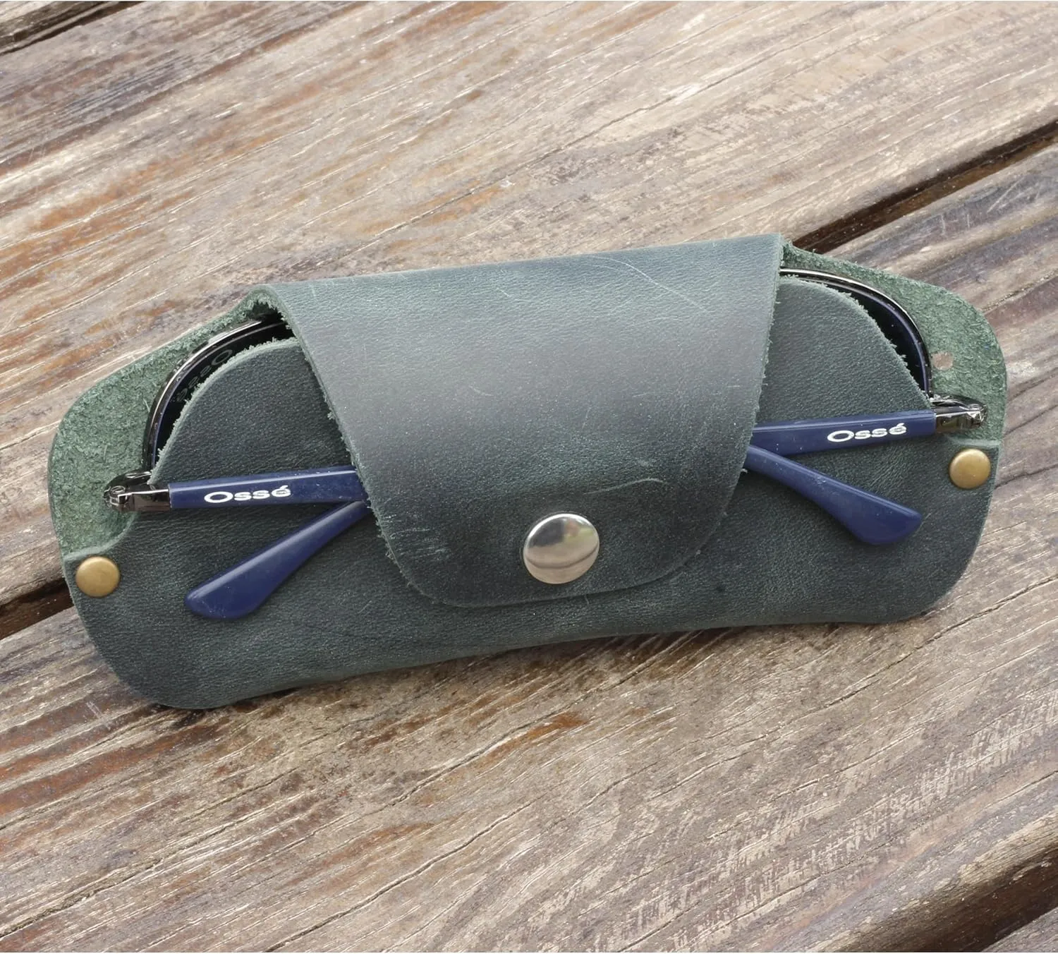 Toprank Leather Eyeglass Case - Handmade Slim Sunglasses Holder, Genuine and Universal Fit for Men and Women