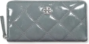 Tory Burch Womens 159456 Willa Shine Zip Around Continental Wallet, Snow Cloud