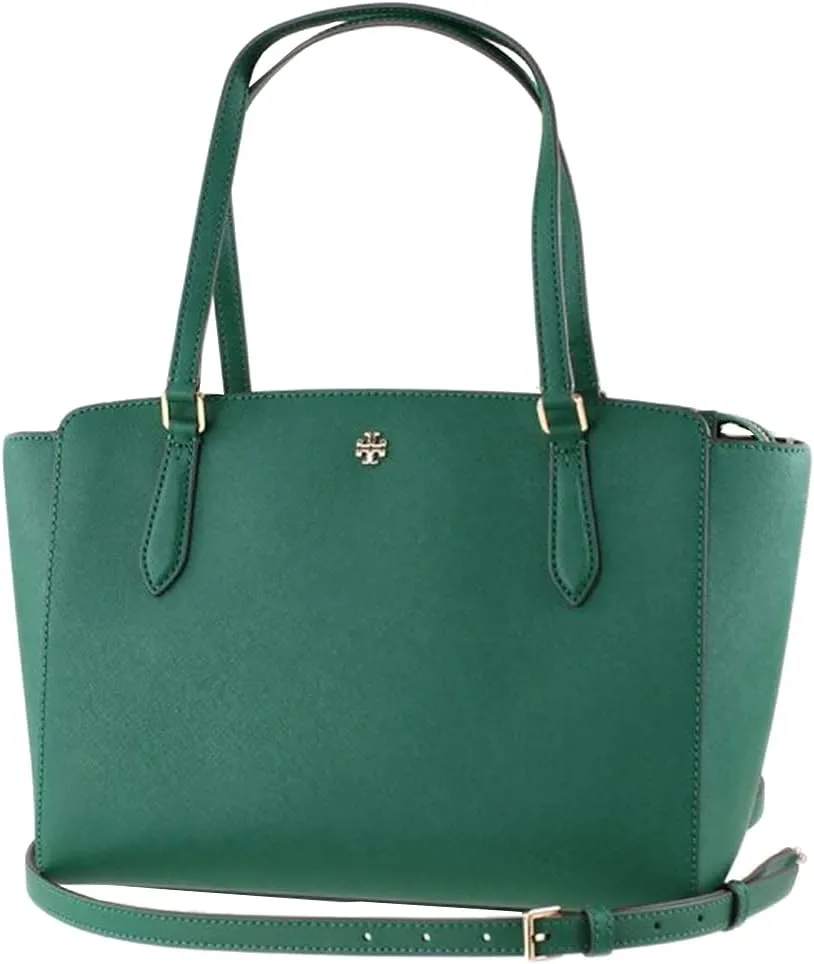 Tory Burch Women's 64188 Emerson Small Top Zip Saffiano Leather Tote (Emerald Stone)