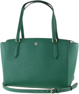 Tory Burch Women's 64188 Emerson Small Top Zip Saffiano Leather Tote (Emerald Stone)