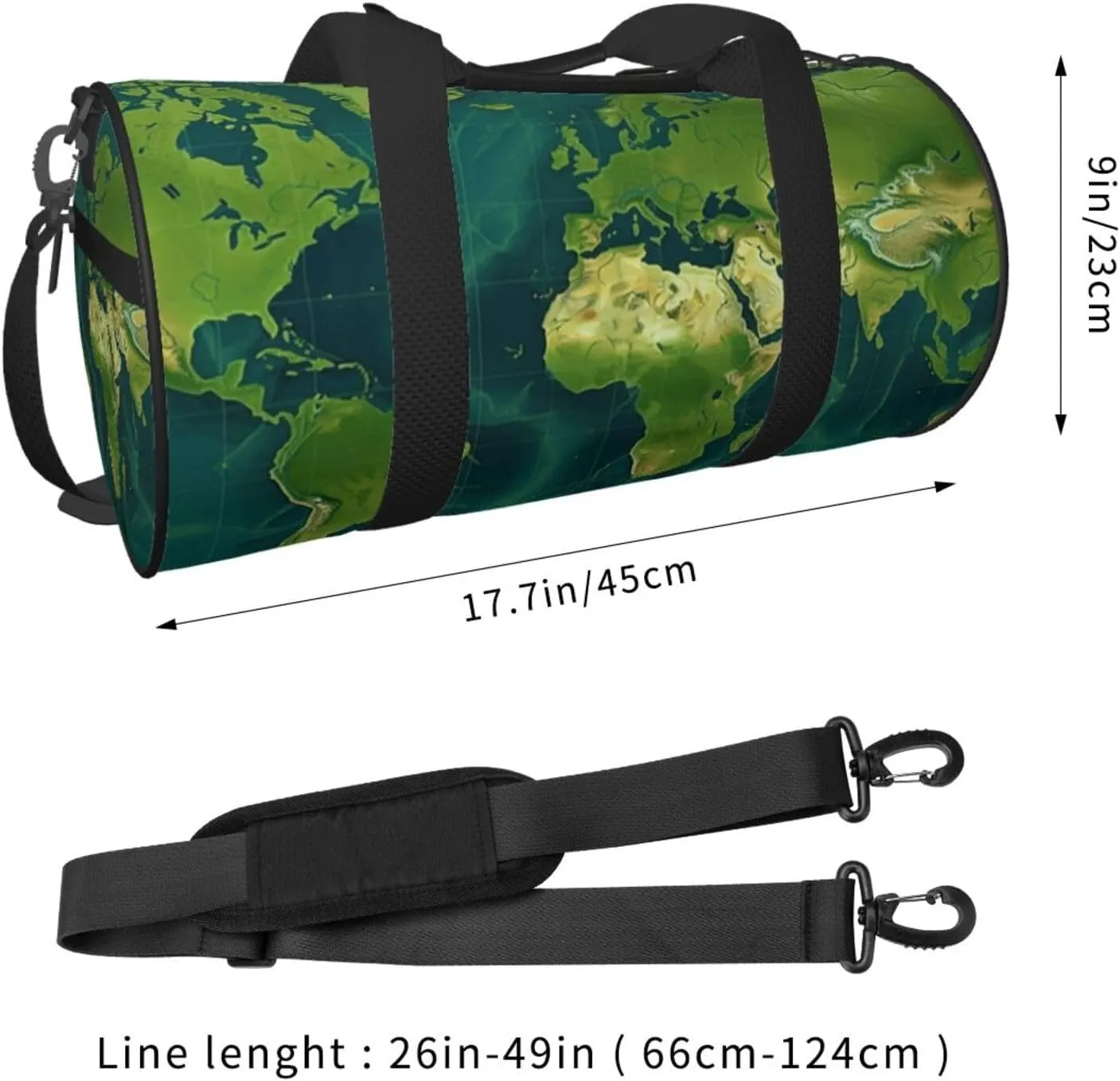 Travel Bag For Women,Green Map Pattern Print Personal Item Duffle Bags,Weekend Travel Duffel Tote Bag,Travel Sport Gym Bag For Men,Airplane Travel Essentials For Flying