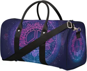 Travel Duffel Bag, Boho Mandala Peace Sign Sports Tote Gym Bag Foldable Western Aztec Weekender Bag Carry on Luggage Handle Bag Overnight Shoulder Bag for Women Men,A-1480