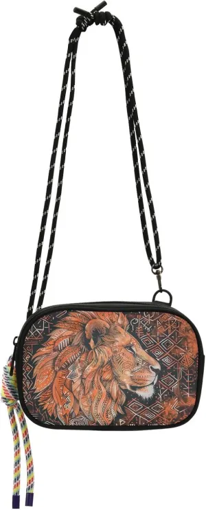Tribal Anima Lion Earthy Color Mini Crossbody Bags for Womens Practical with Adjustable Strap Handbags Walk dog