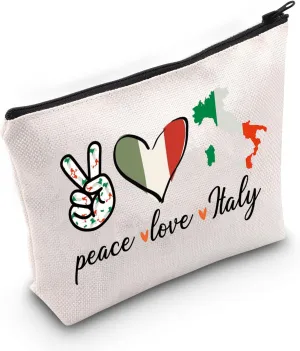 TSOTMO Italy Gift Italy Travel Toiletry Bag For Tourist Italian Gift Italy Trip Gift Peace Love Italy Cosmetic Bag For Italy Lovers (PEACE ITALY)