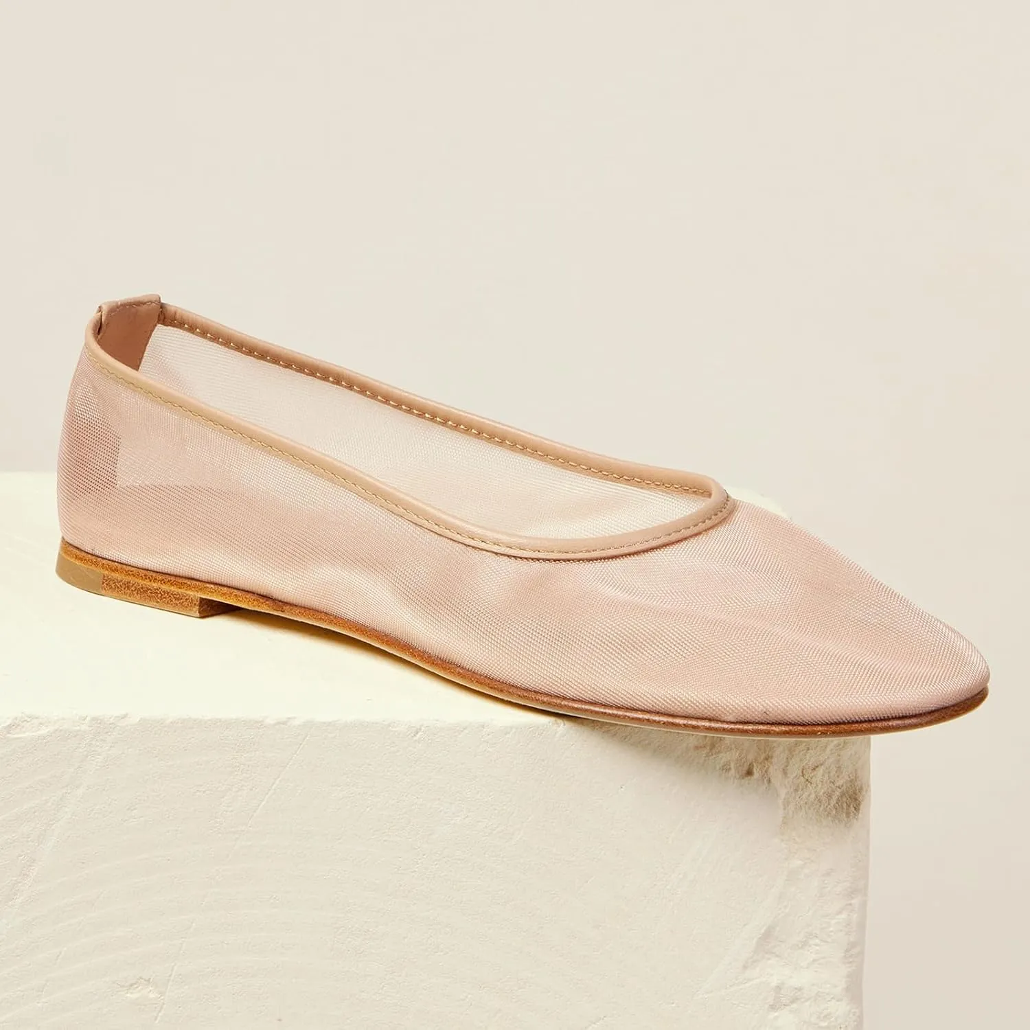 Tulle Mesh Ballet Flats Shoes for Women Slip On Ballerina Shoes Round Toe Comfortable Casual Work Dress Shoes
