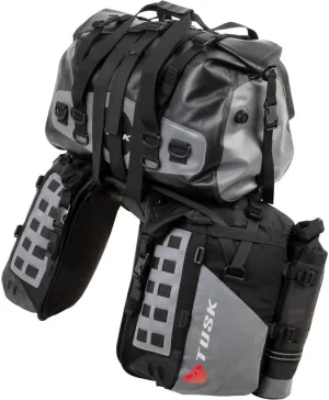 Tusk Highland X2 Rackless Luggage System w/Medium Dry Duffel/Large Bottle Holders Standard Heat Shield for Suzuki DR-Z 400S 2000-2009,2011-2022