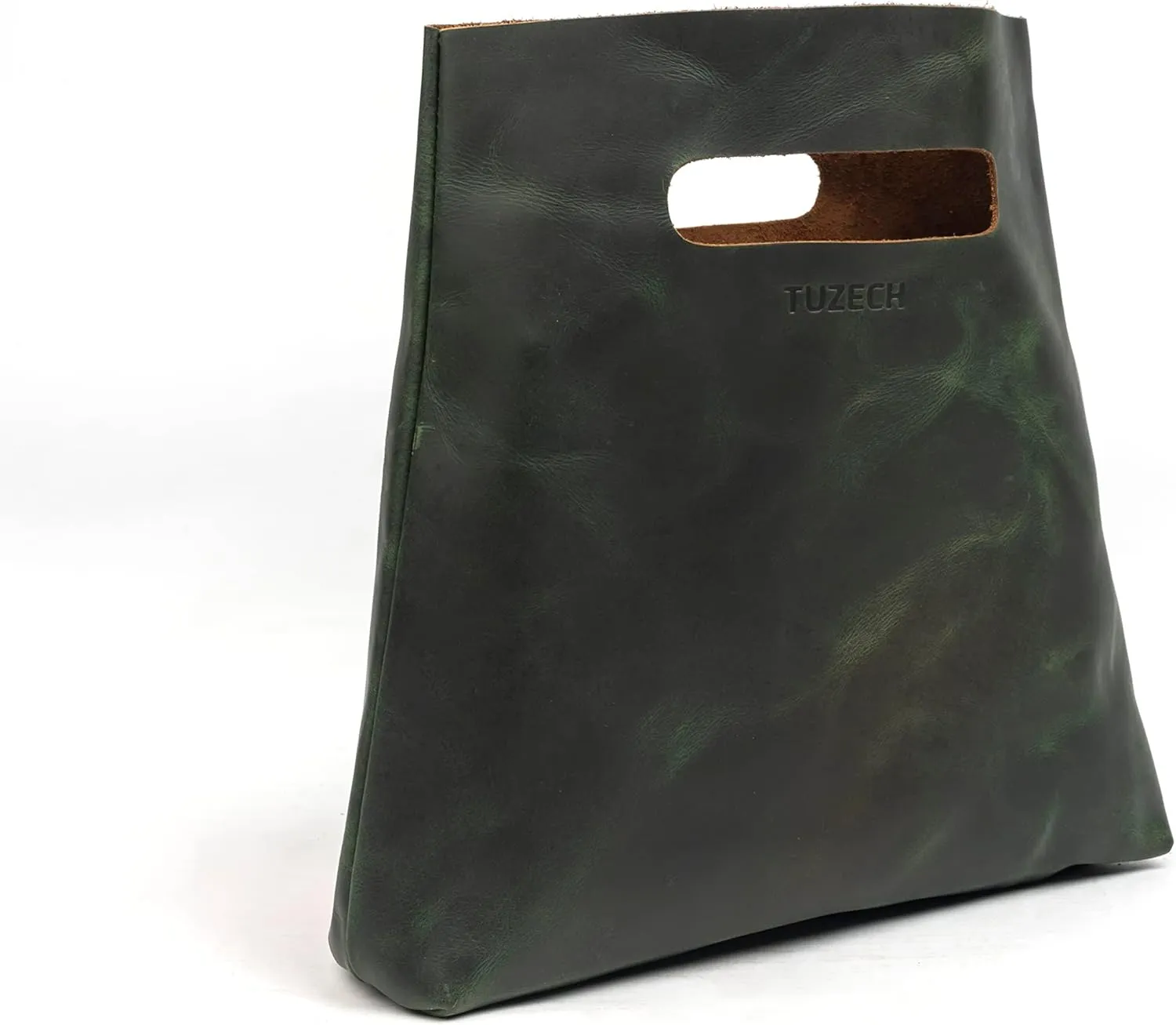 TUZECH Minimalist Handbag Handmade from Full Grain Leather and Sheepskin