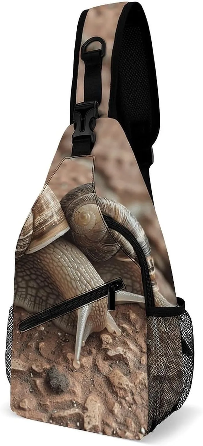 Two Snails Pattern Crossbody Sling Bag for Men Hiking Backpack Travel Chest Bag Man Purse Shoulder Bags Daypack