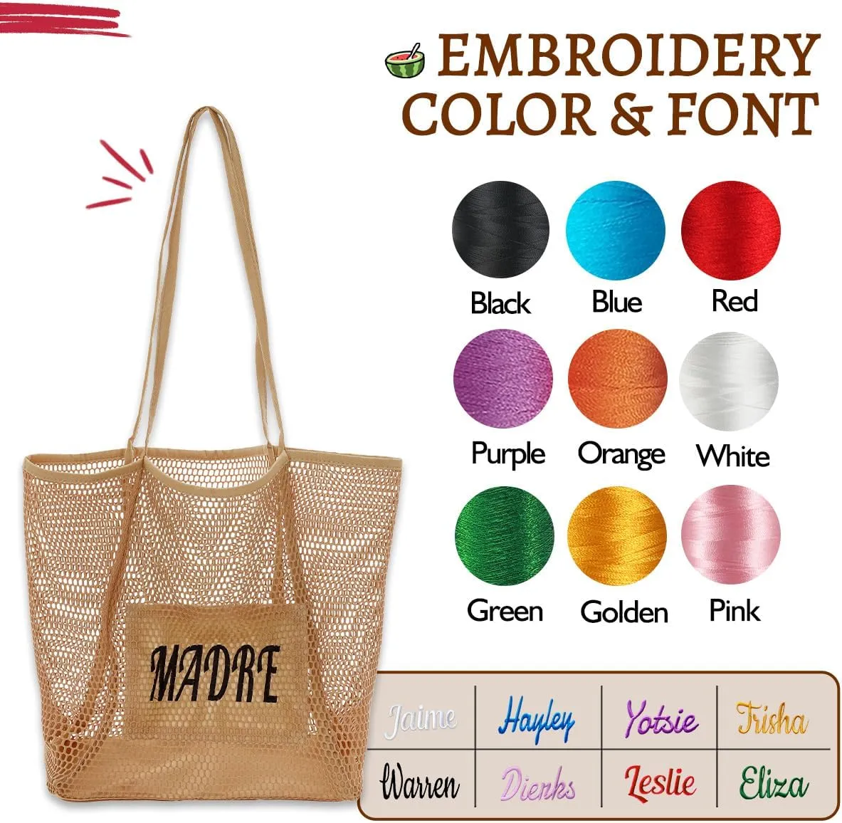 Ulico Personalized Straw Beach Bags for Women, Large Tote Bag with Embroidered Name， Lightweight Foldable Shoulder Bag