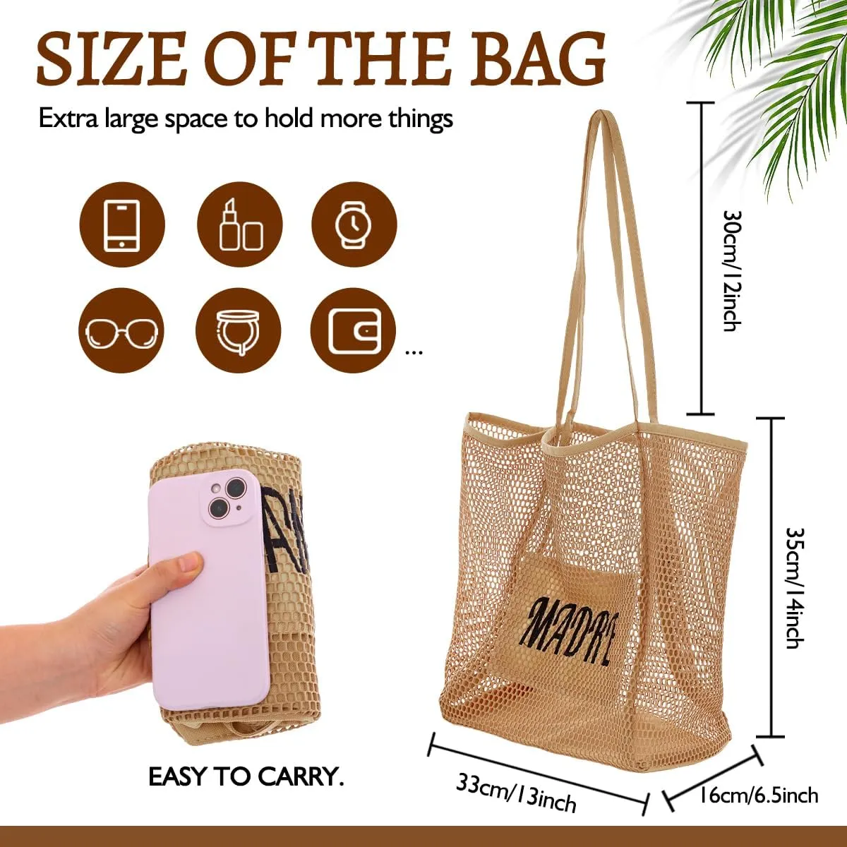 Ulico Personalized Straw Beach Bags for Women, Large Tote Bag with Embroidered Name， Lightweight Foldable Shoulder Bag