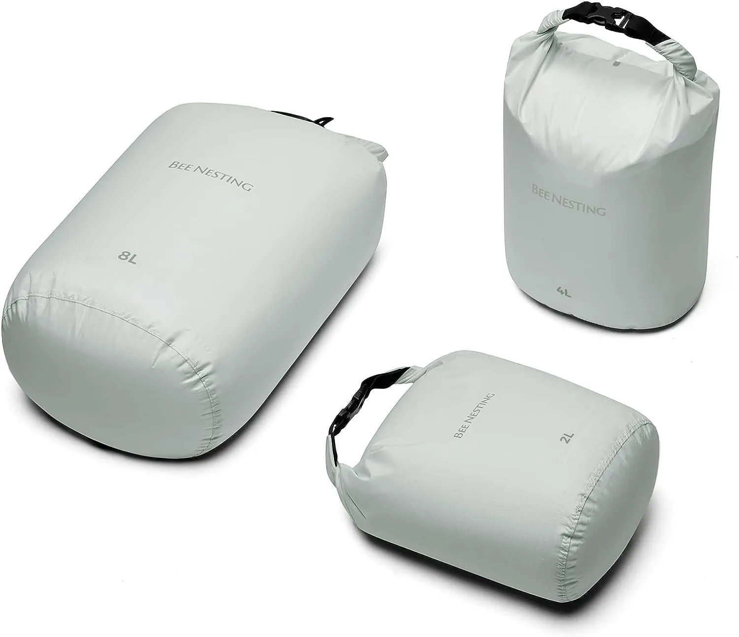 Ultralight Dry Bags 3 Piece Set - Waterproof Siliconized Dry Sack Accessory for Lightweight Travel, Boating, Kayaking, Camping, Swimming(Gray, 2L 4L 8L 3 Pack)